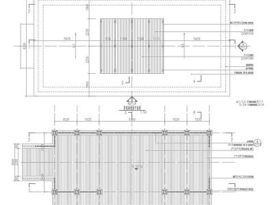 现代新中式廊架 镂空格栅屏风廊架 施工图
