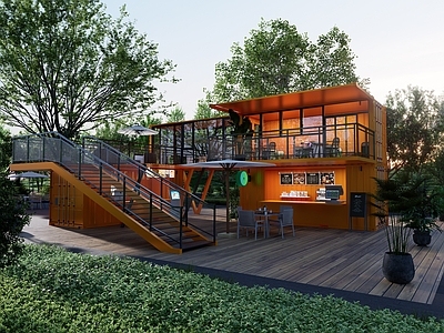 现代商场建筑 集装箱建筑 咖啡屋 景观建筑
