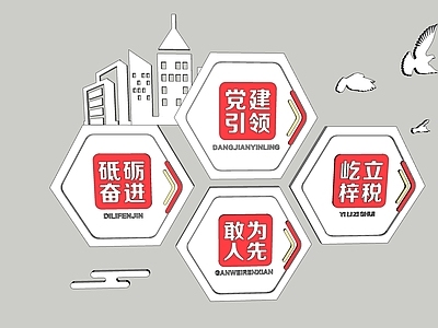 现代其他小品 党建文化展板