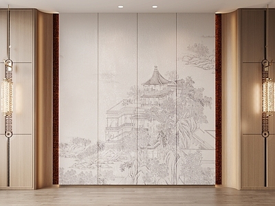 新中式中式背景墙 新中式背景墙 中式客厅背景墙 电视柜背景墙 壁画背景墙 卧室背景墙