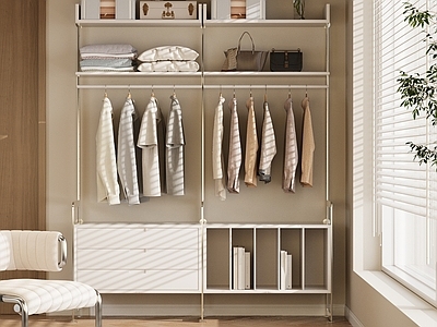 现代简约阳台 不锈钢 挂衣架 装饰柜