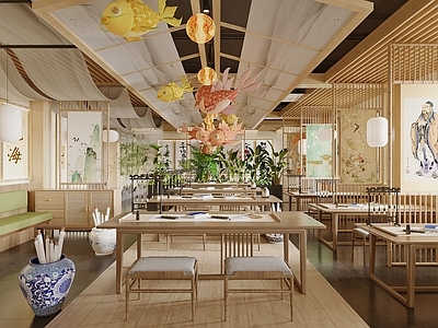 新中式教室 书法教室 国学教室 国学馆 书桌椅 文房用品