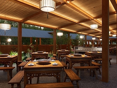 现代新中式火锅店 餐饮店 火锅店 乡野火锅店 民宿火锅店 新中式