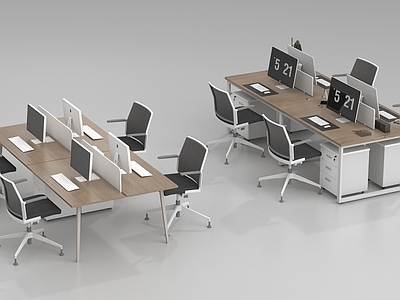 现代办公桌椅 公共办公区 电脑桌椅 职员工位 现代办公桌椅