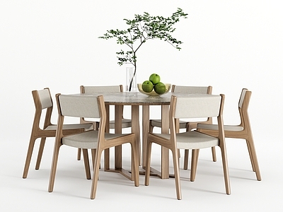 现代新中式餐桌椅 圆餐桌椅 圆桌 餐椅