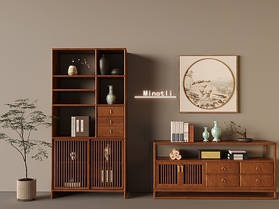 中古博古架 中古风实木博古架 茶水柜玄关柜边柜 展示柜储物收纳柜