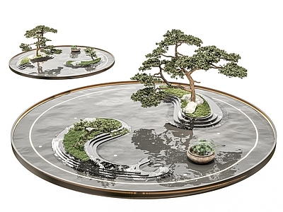 现代新中式其他水景设施 迎客松禅意水景 景观公园水景 小区示范区水景 喷泉水景庭院水景 水池叠水镜面水景