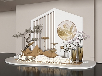 新中式中式橱窗 美陈 小景 小品 商业景观 景观小品