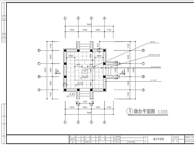 中式综合景观图库 中式升旗台 旗杆 施工图