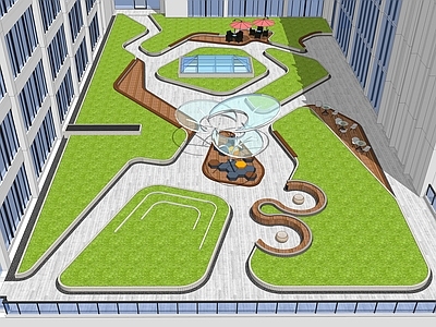 现代屋顶花园 屋顶花园 屋顶休闲空间