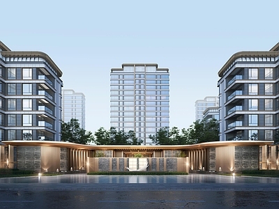 现代入口大门 越秀入口大门 轻奢示范区入口 特色围墙 精奢门楼