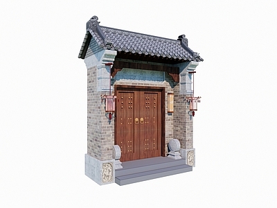 中式庭院门 庭院木门 别墅门 入户门
