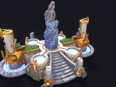 现代艺术风格建筑 以太泉 卡通复活地 喷泉平台 出生地复活点 寺庙神社