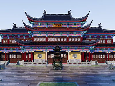 中式新中式寺庙建筑 寺庙 中式建筑