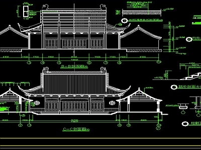 仿古建筑 财神殿全 施工图