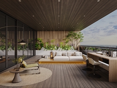 现代简约阳台 生活阳台 休闲阳台 造景