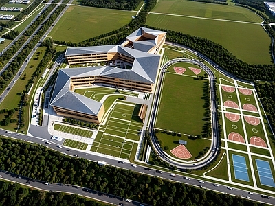 现代学校建筑 现代学校建筑 教学楼 教学楼学校 中式教学楼