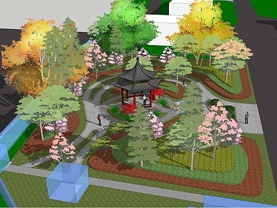 现代新中式口袋公园 景观公园
