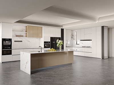 意式简约开放式厨房 岛台厨房 餐厅厨房