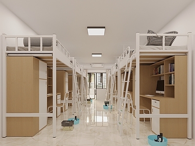 现代原木学生宿舍 大学宿舍 员工宿舍 上床下桌床 铁艺床 写字桌