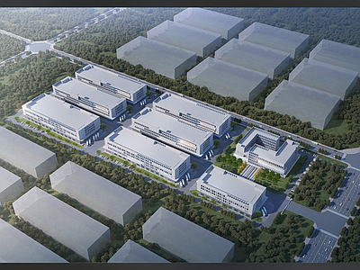 现代简约厂房 现代 工业化产业示范基 办公楼 厂房
