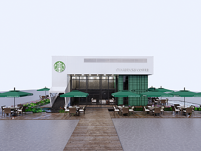 现代工业咖啡厅 星巴克咖啡 集装箱咖啡店 咖啡厅