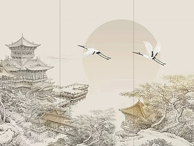 中式新中式硬包 硬包背景墙 布艺硬包 山水硬包