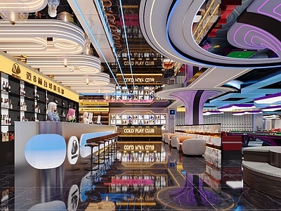 现代台球室 台球厅 台球厅前台区 台球厅赛台区 现代台球俱乐部 台球桌