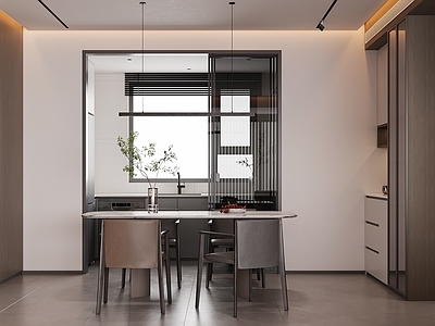 现代家居餐厅 黑白灰餐厅 开放式餐厅