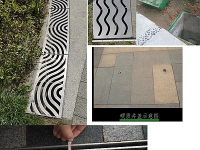 现代其他景观 线性排水沟 铸铁盖板排水沟 装饰检查井 园林景观小品 施工图