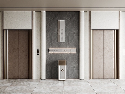 现代电梯间 现代电梯厅 酒店电梯间 办公电梯间