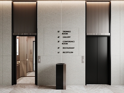 现代电梯间 现代电梯厅 酒店电梯间 办公电梯间