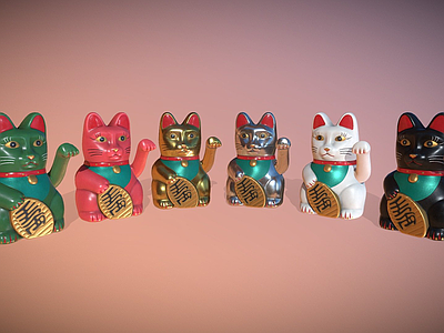 其他生活用品 动画 多边形 猫 招财猫