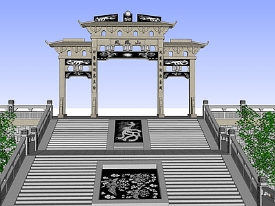 中式古建筑 牌坊