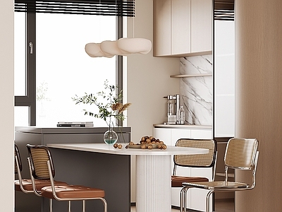 现代家居餐厅 岛台餐厅 黑白灰餐厅 开放式餐厅