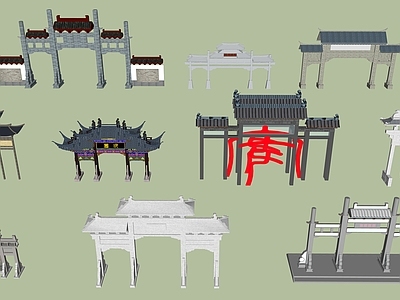 新中式中式牌坊牌楼 牌楼牌坊 中式建筑 中式牌楼 特色牌坊 门楼建筑