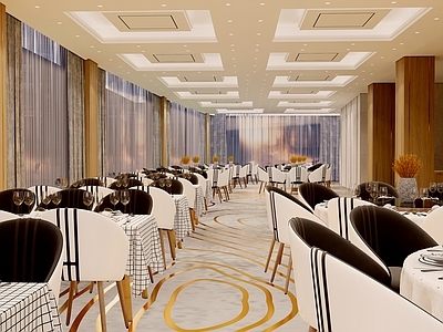 现代新中式中餐厅 中餐厅明档 酒店大厅