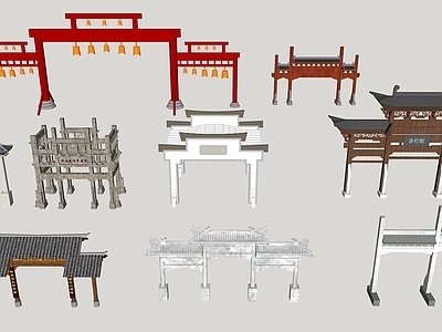 新中式中式牌坊牌楼 牌楼牌坊 中式牌楼 中式牌坊 门楼建筑 中式建筑
