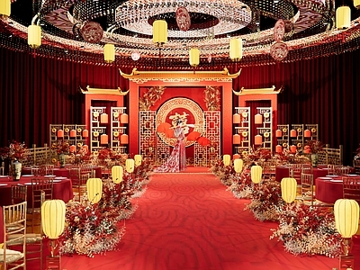 新中式中式宴会厅 婚礼宴会厅 中式宴会厅 新中式宴会厅 中式婚礼堂 中式婚礼