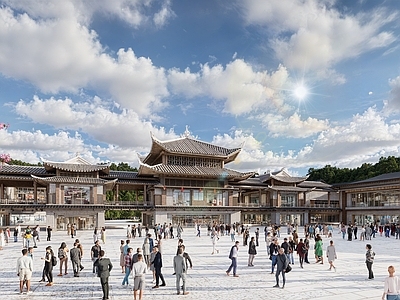 新中式中式其他商业建筑 风雨桥 古建 两层建筑 古城建筑 入口