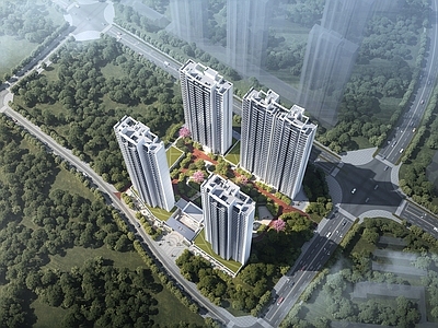 现代新中式小区建筑 现代住宅小区