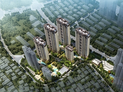 新中式小区建筑 新中式住宅小区