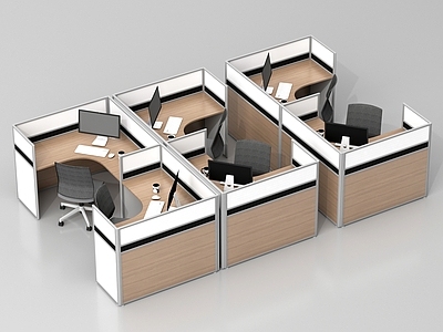 现代办公桌椅 公共办公区 职员工位 电脑桌椅 现代办公桌椅