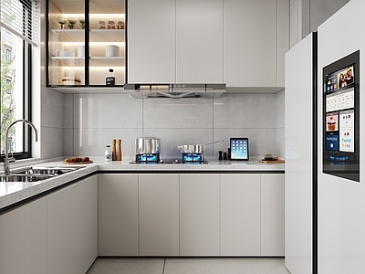 现代封闭式厨房 l型厨房