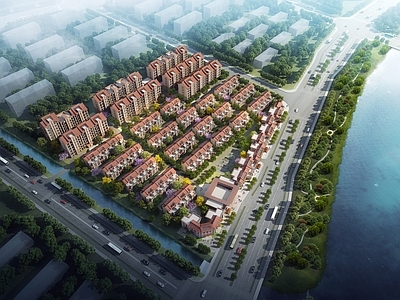 新中式小区建筑 闽南风格小区 新中式小区