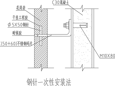 幕墙结构节点 钢针一次性安装 粘贴加强型 窗户竖向剖面 钢挂石材 幕墙阴角节点 施工图