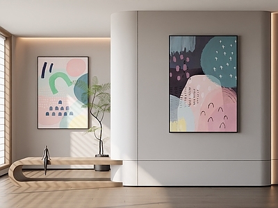 奶油北欧挂画 客厅挂画 玄关挂画 女孩房挂画 办公室挂画 抽象艺术画