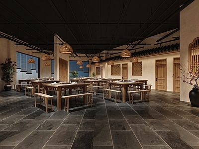 新中式侘寂火锅店 侘寂火锅店 侘寂餐厅 新中式火锅店大堂 复古火锅店 火锅店餐桌椅