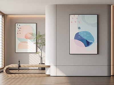 奶油北欧挂画 女孩房挂画 书房挂画 办公室挂画 抽象艺术画 小清新挂画