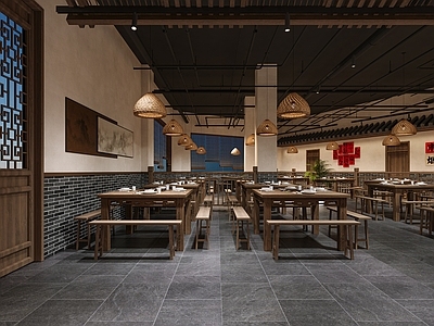 新中式侘寂火锅店 新中式火锅店 侘寂火锅店 复古火锅店大厅 火锅店餐桌椅